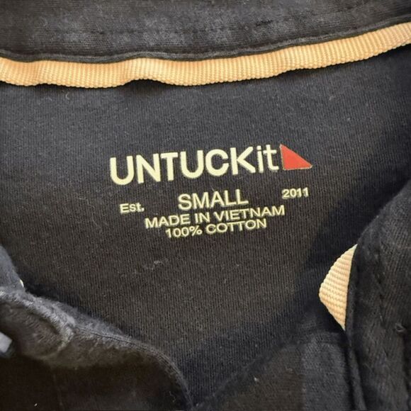 Untuckit Men's Gridley Performance Long Sleeve Polo Shirt Navy Blue Size Small - Picture 3 of 8